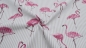 Preview: Jacquard Flamingo, Flamingostoff, Flamingos, mehrfarbig, gestreift, beige, bordeaux, Polyester-Jacquard, beige,Dekostoff, eidseitig verwendbar, gestreift