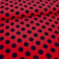 Preview: Punkte rot schwarz Punktestoff Clown Clownstoff Polyester Punkte rot-schwarz Punkte Punktemuster rot schwarz Punkte Polyester Fasching Karnevalstoff Punkte