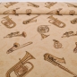 Preview: 1615- Gobi Brass Gobelin Blasinstrumente Saxophon Trompete Tuba Blechinstrumente Gobelin Musik Gobelinstoff mit Musikinstrumente Gobelinkissen Trompete Saxophone Gobelin