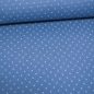 Preview: Doppelgewebe Streifenstoff jeansblau blauer Baumwollstoff mit Streifen Karos blaue Streifen Baumwolle blauer Stoff Tischdecke Vorhangstoff blau