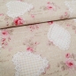 Preview: Rosen Rosa Leinenimitat Halbpanama Shabby Chic Rosen Shabby Chic Stil Rosenstoff nähen Rosen Shabby Chic