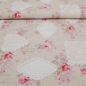 Preview: Rosen Rosa Leinenimitat Halbpanama Shabby Chic Rosen Shabby Chic Stil Rosenstoff nähen Rosen Shabby Chic