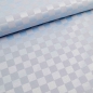 Preview: hellblau  hellblaue Tischdeckenstoff Tischdecke mit Karos Karo Tischdecke acrylversiegelt, beschichteter Stoff, Beschichtete Baumwolle, beschichtetes Baumwoll- Polyester Gemisch beschichtet  hellblau