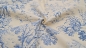 Preview: Toile de Jouy Pastorale französischer Landhausstil Dekostoff, Digitaldruck, naturgrundig blau Landhauss Stoff mit Landhausidyll, das Fest  bäuerliches Fest Stoff Porcellan, Porzellan Meissen