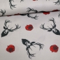 Preview: Eigenproduktion Deco-Line  Rosen Hirsch Hirsch mit Rosen Rosenhirsch Hirsch Rose Schwarzwald Heimat Schwarzwaldstoff Heimatstoff Schwarzwald Hirsch Rosen hellgrau