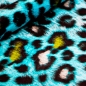 Preview: Leo Camerun türkis Leopard Leos Fellimitat Fellstoff Leoparden Fell Leo Leos kurzflorig samtig weich Polstervelour Leopard