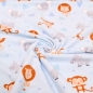 Preview: Löwe Nashorn Elefant Affe Kinderjersey Jersey Safari Tiere Baby hellblau babyblau  Kinderjersey hellblau Jersey für Jungs und Baby Jerseystoff hellblau Safari Baumwolljersey Löwe Affe Nashorn Elefant