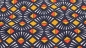 Preview: Dekostoff mit Fächern Bögen Quadraten Dreiecken   Stoff mit Jugendstilmuster Jugendstil Art Deco Muster geometrisches Muster
