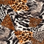 Preview: Viskose Viskosejersey Viskosestoff Tiere wilde Tiere Tierfelldruck Puma Leo Zebra Stoff  Viskose