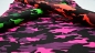 Preview: Neon Camouflage Kunstleder Lederimitat Camouflage Polsterleder Polsterkunstleder in Neon Camouflage Muster Tarnmuster Kunstleder kaschierte Rückseite mit Fleece Neon Kunstleder mit Struktur in Neongrün Neonpink Neonorange