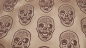 Preview: Skulls Kunstleder mit Totenkopf Totenkopfstoff in Bronze, bronzefarbenes Kunstleder mit skulls Skulls Skull skull Bezugsstoff Möbelbezugsstoff mit Totenköpfen - Stoff mit Totenkopf silber glänzend, weiß, schwarz, matt, silbern, bronze