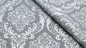 Preview: grauer Interieurstoff Jacquard, Polyester-Jacquard, idealer Stoff für Polsterungen - Vorhänge - Dekostoff - auch für mittelalterliche Kostüme - Gewandungen - altes Jacquardmuster mit Blumendesign - Rankendesign - Vorhangstoff mit Blumenmuster Stoff mit Or