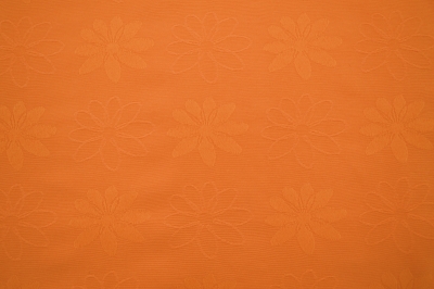 Dekostoff orangen mit eingewebten Blumen - Jacquardstoff Blumenstoff