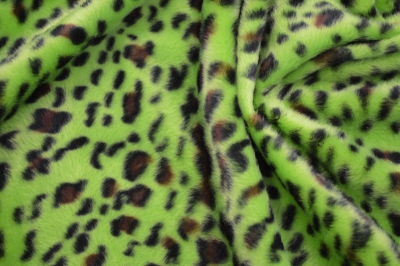 Fellimitat Leopard grün-braun-schwarz Velboa Leo apfelgrün