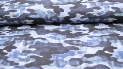 Stoff mit Camouflage blauer Camouflage Baumwolle mit Tarnmuster Jäger Jagt getarnt blaues Camouflage 0656 - Camoublau Indigo Design A 9044.150.601. W Mares