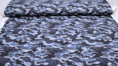 Stoff mit Camouflage blauer Camouflage Baumwolle mit Tarnmuster Jäger Jagt getarnt blaues Camouflage 0656 - Camoublau Indigo Design A 9044.150.601. W Mares