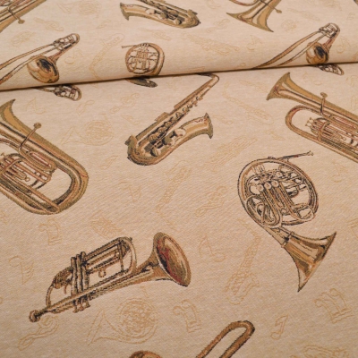 1615- Gobi Brass Gobelin Blasinstrumente Saxophon Trompete Tuba Blechinstrumente Gobelin Musik Gobelinstoff mit Musikinstrumente Gobelinkissen Trompete Saxophone Gobelin