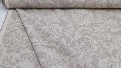 Globalhome Amara col 06 Jacquard Baumwolle Rankenstoff Ornamente Rose in Beige Dekostoff Barock Beige barockes Blumendesign