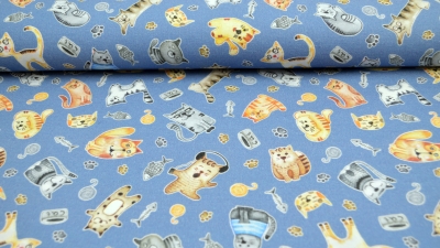 Katzen Katzenstoff Stoff mit Katzen Kinderstoff Stoff für Kinder Babystoff Baumwollsstoff  mit katzen für Kinder und Babys, Dekostoff fürs Kinderzimmer mieze Miezekatze Katze cute cats cat