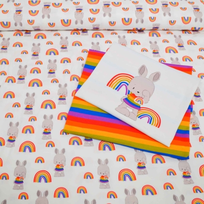 Hoffnung Panel Kombistoff Panel by emmapünktchen design Jersey Kinder Hoffnung hoffnung Regenbogen Rainbow Bunny Hase Regenbogen Kinderjersey Regenbogen Hase Hoffnung