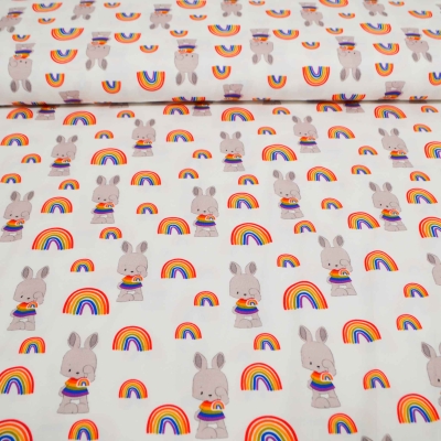 Hoffnung Panel Kombistoff Panel by emmapünktchen design Jersey Kinder Hoffnung hoffnung Regenbogen Rainbow Bunny Hase Regenbogen Kinderjersey Regenbogen Hase Hoffnung