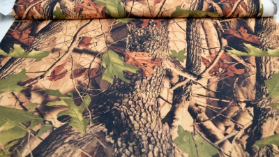 Dekostoff mit Waldmotiv Stoff Half-Panama Blätter Camouflage Stoff Wald
