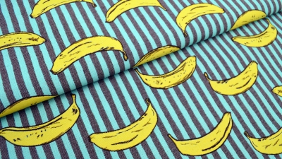 0871-JOY Banana Bananenstoff Stoff mit Banane  Jacquard Jacquardstoff Bananenstoff Banane gestreift Stoff Jacquard Stoff für leichte Polsterungen