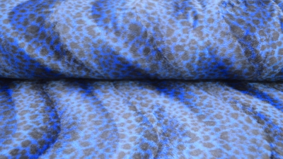 blaues Leopardenfell Kunstfell in Blau Fellimitat Leopard blau Fellimitat - Leopardenfell blau Fellstoff mit türkisem Leopadenmuster LEO