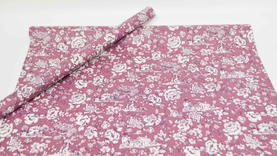 Toile de Jouy Rosen altrosa beschichtete Baumwolle Blumen Rosen altrosee beschichteter Stoff Rosen Blumen Französischer Landhaus  beschichteter Stoff mit Röschen Polyurethan  Beschichtung