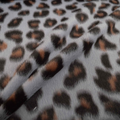 Leo Grau Leopard Kurzhaarfellimitat Plüsch Leo grau Plüschstoff Plüschstoff Leopard grau Kunstfell Fellstoff Kunstfell Plüsch Leopardenplüsch grau