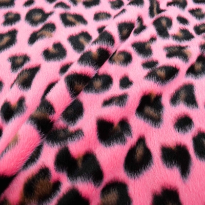 Leo pink Leopard Kurzhaarfellimitat Plüsch Leo pink Plüschstoff Plüschstoff Leopard pink Kunstfell Fellstoff Kunstfell Plüsch Leopardenplüsch pink