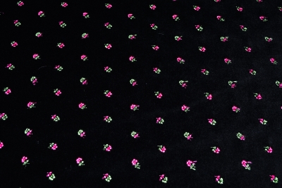 Bestickter Samt schwarz mit pinken Blümchen für Trachten - Samt bestickt - Samtstoff - Samtstoff bestickt - Trachtenstoff Bestickter Samt - grün - Modal - Baumwolle - Tracht - Trachtenstoff