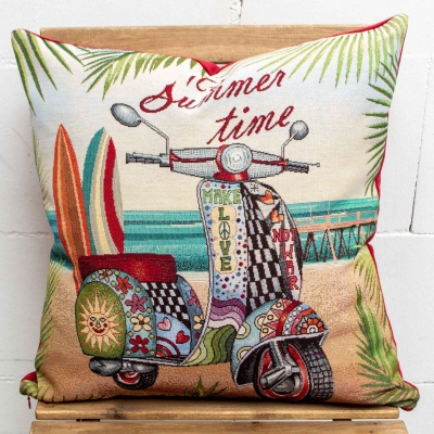 Summer Time Gobi Panel Gobelin Hippy Vespa Make Love Not War Strand Beach Sommer Kissen Panel  Gobelin PaneL Summer Time Summer Gobelin Kissen