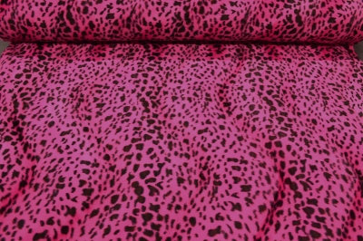 Fellimitat Fellboa Leopard in pink schwarz - pinkes Fellimitat - Leopardenfell pink schwarz - Kunstfell kurzhaar Leo pink Leopardenstoff pink schwarz  Leopard pink schwarz