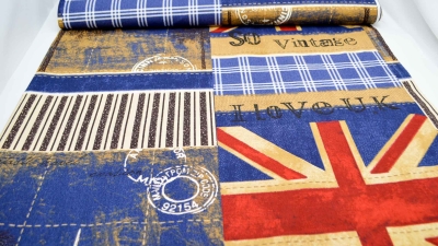 I love UK Großbritannien Dekostoff Union Jack Vintage Dekostoff mit Englandflagge - Stoff mit Union Jack - Flaggenstoff England  Kissenstoff Tischdeckenstoff Polsterstoff