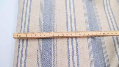 0924-Streifen jeans Streifenstoff Panama gestreift denim  Maritimer Stoff mit Streifen beige blau Streifen denim  Vorhangstoff Taschenstoff