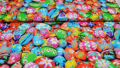 Stoff mit Ostereiern Ostereier - Osterstoff  Stoff mit Ostereier Osterstoff Osternstoff Happy Easter russische Ostereier