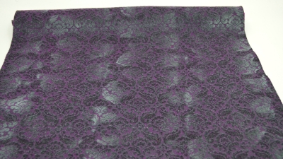 Tweed Rialto violet violetter Filz schwarzer Wollfilz mit Paisley Prägung, bedruckter Filz mit Blumendruck ornamente - Ranken - Filz - Filz 3mm dick - Wollfilz - Filz aus Schurwolle - Schurwollfilz 3mm dick - Felt - Bastelfilz 3mm bedruckt violett schwarz