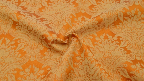 Jacquard, Polyester-Jacquard, idealer Stoff für Polsterungen - Vorhänge - Dekostoff - auch für mittelalterliche Kostüme - Gewandungen - altes Jacquardmuster mit Blumendesign - Rankendesign - Vorhangstoff mit Blumenmuster Stoff mit Ornamenten Barockstoff