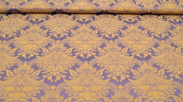 Jacquard, Polyester-Jacquard, idealer Stoff für Polsterungen - Vorhänge - Dekostoff - auch für mittelalterliche Kostüme - Gewandungen - altes Jacquardmuster mit Blumendesign - Rankendesign - Vorhangstoff mit Blumenmuster Stoff mit Ornamenten Barockstoff