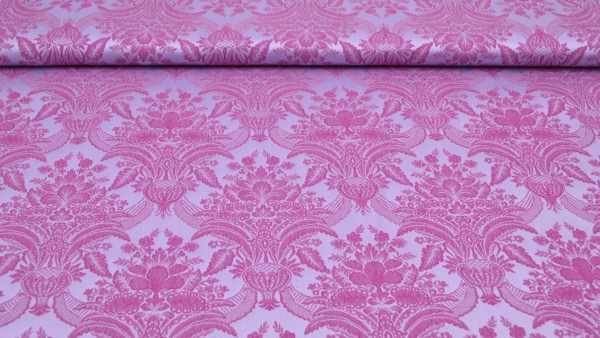 Jacquard, Polyester-Jacquard, idealer Stoff für Polsterungen - Vorhänge - Dekostoff - auch für mittelalterliche Kostüme - Gewandungen - altes Jacquardmuster mit Blumendesign - Rankendesign - Vorhangstoff mit Blumenmuster Stoff mit Ornamenten Barockstoff