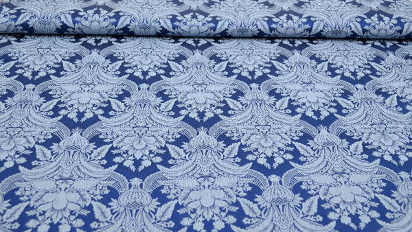 Jacquard, Polyester-Jacquard, idealer Stoff für Polsterungen - Vorhänge - Dekostoff - auch für mittelalterliche Kostüme - Gewandungen - altes Jacquardmuster mit Blumendesign - Rankendesign - Vorhangstoff mit Blumenmuster Stoff mit Ornamenten Barockstoff