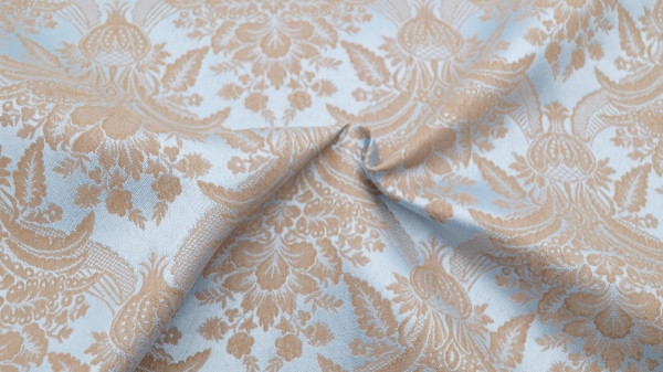 Jacquard, Polyester-Jacquard, idealer Stoff für Polsterungen - Vorhänge - Dekostoff - auch für mittelalterliche Kostüme - Gewandungen - altes Jacquardmuster mit Blumendesign - Rankendesign - Vorhangstoff mit Blumenmuster Stoff mit Ornamenten Barockstoff