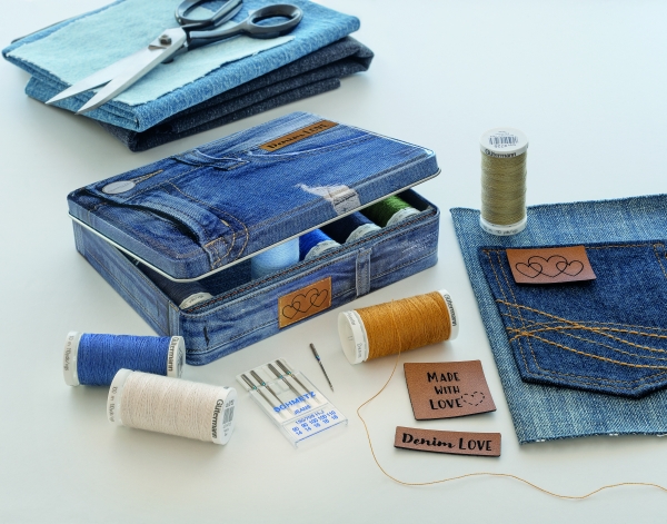 Gütermann Artikel  799782 Denim Box Garnset zum Sparpreis Nähfaden Set Denim Jeans Jeansgarn Jeansgarne Jeansnadeln Gütermann Nähfaden Jeans Denim Box Gütermann Artikel  799782 Denim Box Garnspulen Faden Nähfaden Allesnäher Qualitätsgarn Denim Box