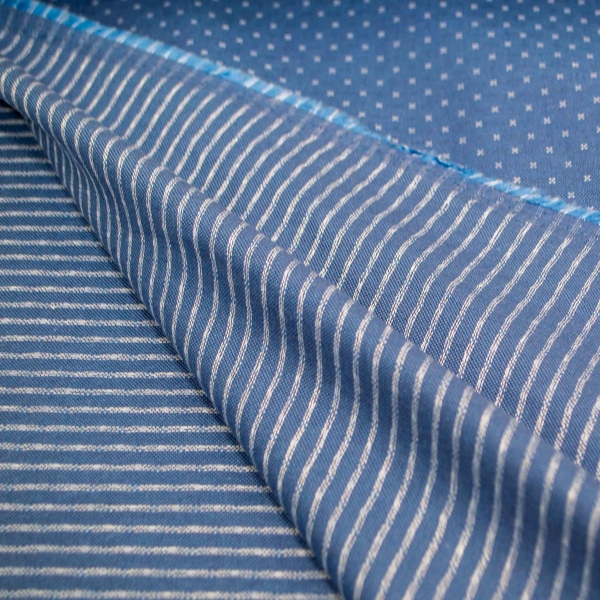 Doppelgewebe Doppelgewebe Streifenstoff jeansblau blauer Baumwollstoff mit Streifen Karos blaue Streifen Baumwolle blauer Stoff Tischdecke Vorhangstoff blau