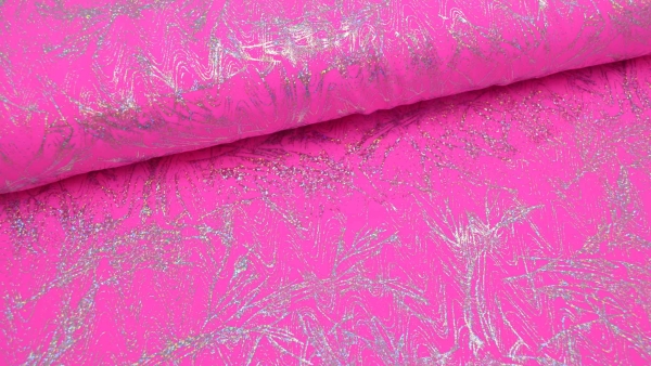 1064-Body Neon Pink Marmor Body Neonpink Pink Marmor Hologrammstoff Marmor Stretchstoff pink  bi-elastisch Boldystoff Stoff für Badeanzuüge und Bikini Showtanz Fastnachtsstoff Neon Tanzsport Showtanz Badeanzugsstoff Stretchstoff Tanzgruppen Tanzstoff pink