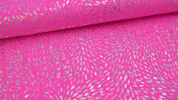 1064-Body Neon Pink Tropfen Body pink Tropfen Hologrammstoff Tropfen Stretchstoff bi-elastisch Boldystoff Stoff für Badeanzuüge und Bikini Showtanz Fastnachtsstoff  Neon Pink pinker Tanzsport Showtanz Badeanzugsstoff Stretchstoff Tanzgruppen Tanzstoff Bod