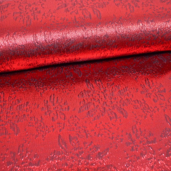 Roter Brokat Brokatstoff Rot Brokatstoff Rot Schwarz Metallic Lurex  Rotes Garn Brokat glänzend Lurex Faschingsstoff rot