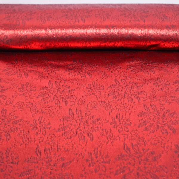 Roter Brokat Brokatstoff Rot Brokatstoff Rot Schwarz Metallic Lurex  Rotes Garn Brokat glänzend Lurex Faschingsstoff rot