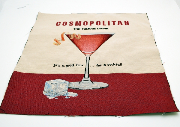 Cosmopolitan Cocktail Gobelin Panel mit Cocktail  Cosmopolitan Cocktail  Panel Kissenpanel für Bars Cocktailbar Drink Cocktail Cosmopolitan famous Drink  Panel mit Vintage Cocktail  Cosmopolitan Panel Gobelin nähen Stoff mit Cocktail